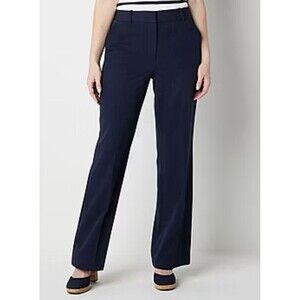 Worthington Women Perfect Trouser Straight Leg Pants Navy Size 6 (31x30.5) NWOT